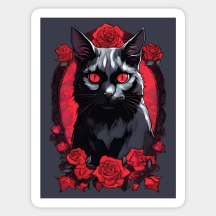 Gothic Animal Portrait | Black Cat Face Sticker